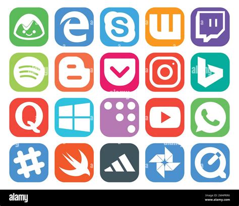 20 Social Media Icon Pack Including Whatsapp Youtube Pocket