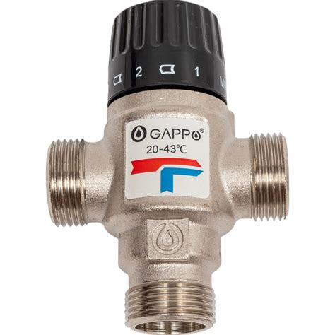 Термосмесительный клапан Gappo 3/4'' нар/нар/нар боковое смешение 20-43 ...
