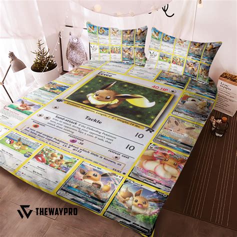 Anime Pokemon Eevee Cards Bedding Set Hot Sale 2024