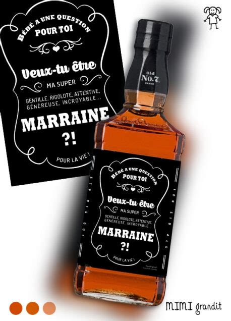 Demande marraine whisky originale étiquette à coller sur bouteille