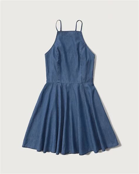 Womens Chambray Skater Dress Womens Clearance