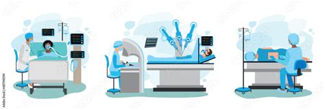 Vecteur Stock Set Of Vector Illustrations Of Doctor And Patient Doctor