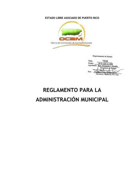 Pdf Reglamento Para Administracion Municipalocamgobiernoprsites