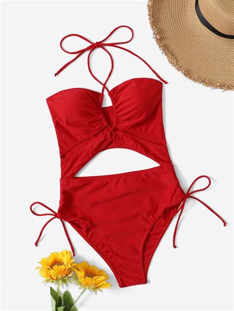 SHEIN Swim Basics Romwe X Gabiciamp Maillot de bain une pièce unicolore