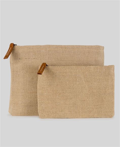 Shorebags Womens Modern Jute Pouch Natural Pouch Jute Leather Pulls