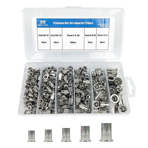 TR TOOLROCK 228PCS Stainless Steel Rivet Nuts Kit SAE UNC Rivet Nuts