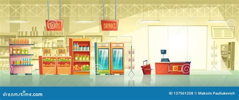 Vector Background of Empty Supermarket, Shop, Store Stock Vector ...