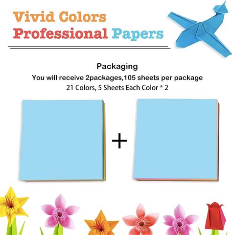 Origami Paper Craft Colored Paper - 210 Sheets, 6 Inch Square, 21 Vivid ...