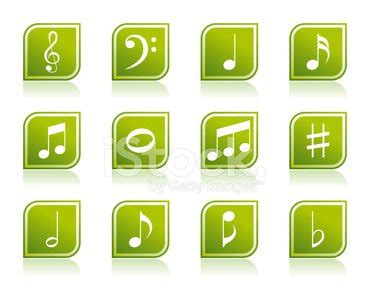 Music Note Icon Symbols In Modern Green Leaf Shape Stock Vector ...