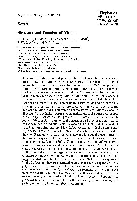 (PDF) Structure and function of viroids