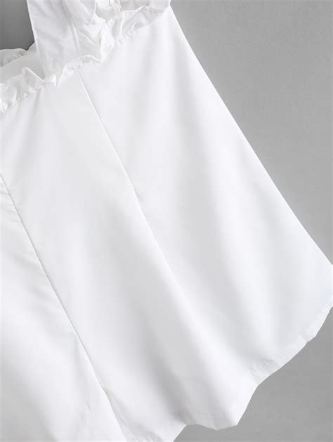 Back Zipper Ruffled Suspender Shorts WHITE Ad Spon Ruffled