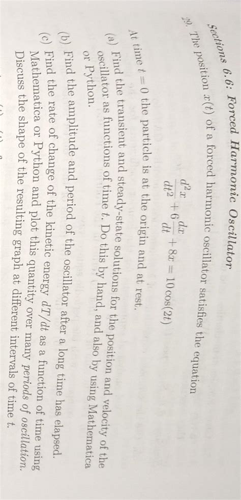 Solved gections 6.6: Forced Harmonic Oscillator 00. The | Chegg.com