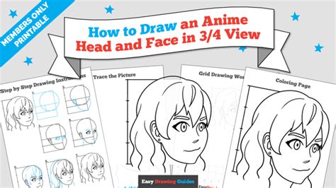 How to Draw an Anime Head and Face in 3/4 View - Easy Step by Step Tutorial