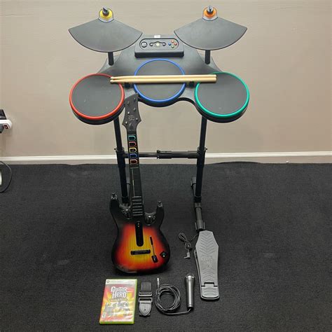 Xbox 360 Guitar Hero World Tour Drum Kit Guitar Mic Complete Band Bundle Drums Ebay