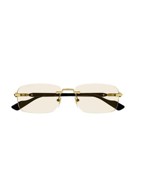 Gucci Rectangular Frame Sunglasses In Yellow For Men Lyst