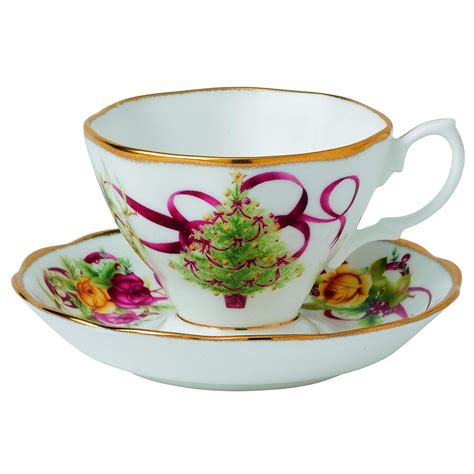 Old Country Roses Christmas Tree Teacup And Saucer Set Tea Cups