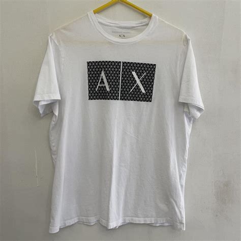 A|X Armani Exchange Men's Logo T-Shirt, White, ... - Depop