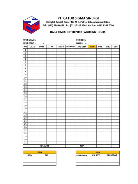 Time Sheet Format Baru | PDF