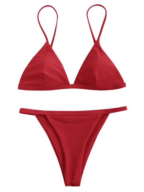 25 OFF 2021 Spaghetti Strap Low Waisted Bikini Swimwear In RED