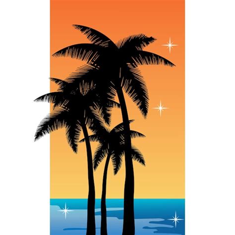 Premium Vector Sunset Background With Palm Trees