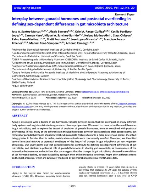 Pdf Interplay Between Gonadal Hormones And Postnatal Overfeeding In