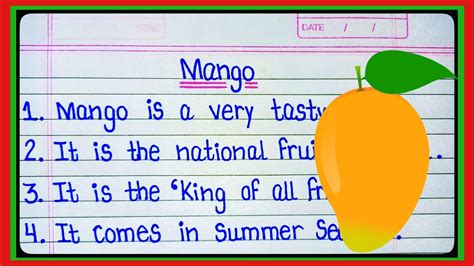 10 Lines On Mango In Englishessay On Mango Fruit In English Writingmy