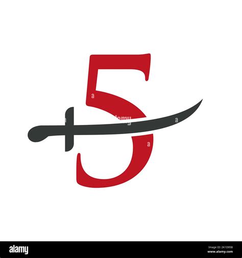 Letter 5 Swords Logo Vector Template Swords Icon For Protection And