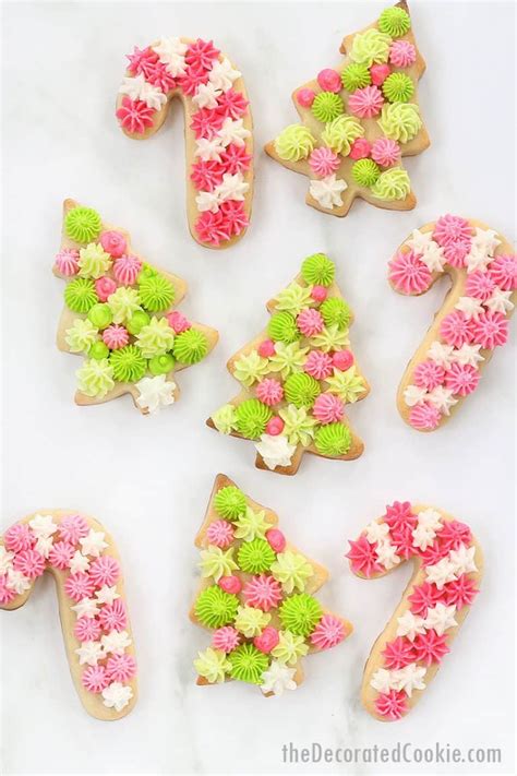 CHRISTMAS COOKIES with FROSTING - Piped, pastel cookies.