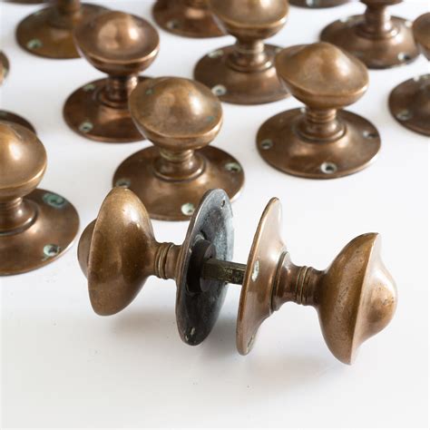 Set Of Edwardian Patinated Rose Brass Door Knobs LASSCO England S