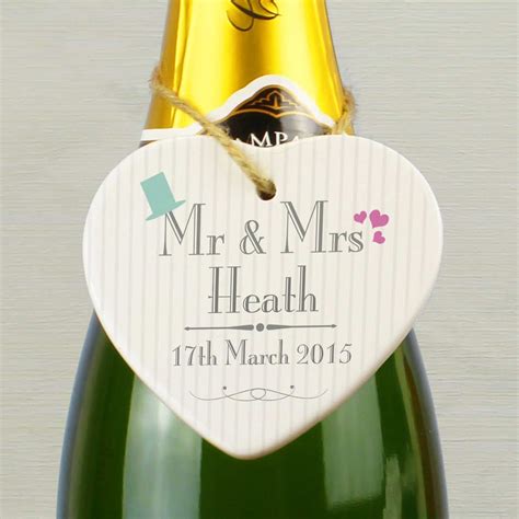 Personalised Decorative Wedding Mr Mrs Ceramic Heart