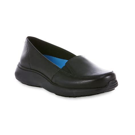 Dr Scholls Womens Lauri Leather Slip Resistant Work Shoe Black