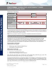 Chcccs Summative Assessment Three V Student Pdf Chcccs