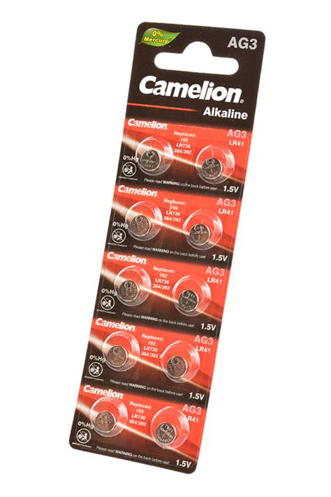Батарейка (элемент питания) Camelion AG3-BP10 (0%Hg) AG 3 392 BL10, 1 ...