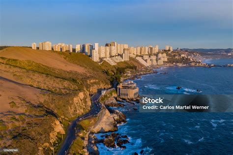 aerial view  concon dunes chile stock photo  image