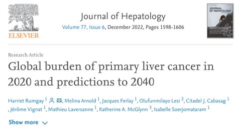 【hepatology】增加55以上！世界卫生组织发布18年后全球肝癌确诊及死亡人数大预测 健康界