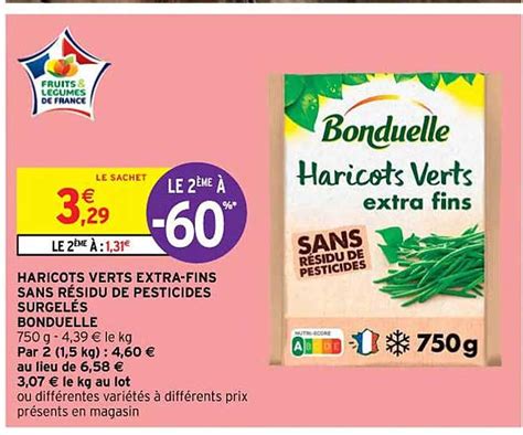 Promo Haricots Verts Extra fins Sans Résidu De Pesticides Surgelés