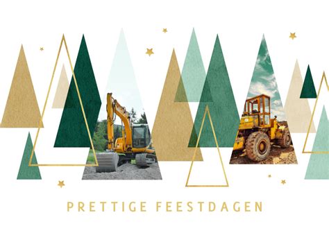 Zakelijke Kerstkaart Kerstbomen Grafisch Goud Kaartje Go