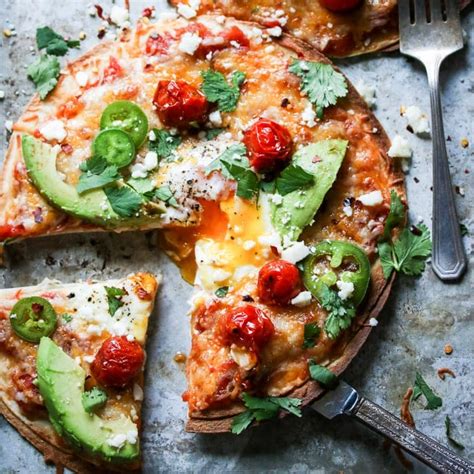 Loaded Tortilla Breakfast Pizzas Recipe The Wanderlust Kitchen