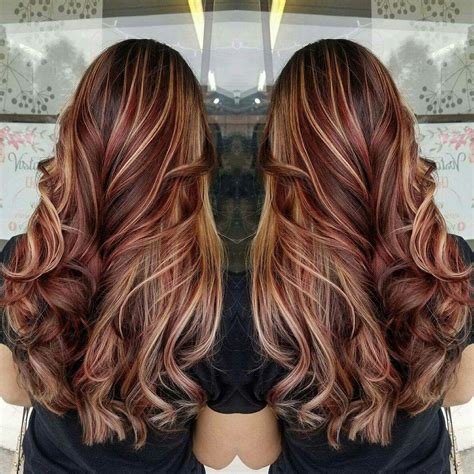 Brown Hair With Red And Blonde Chunks