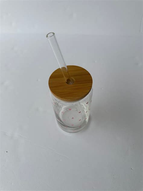 Mini Hearts Glass Can Iced Coffee Cup Valentines Day Heart Glass Cup