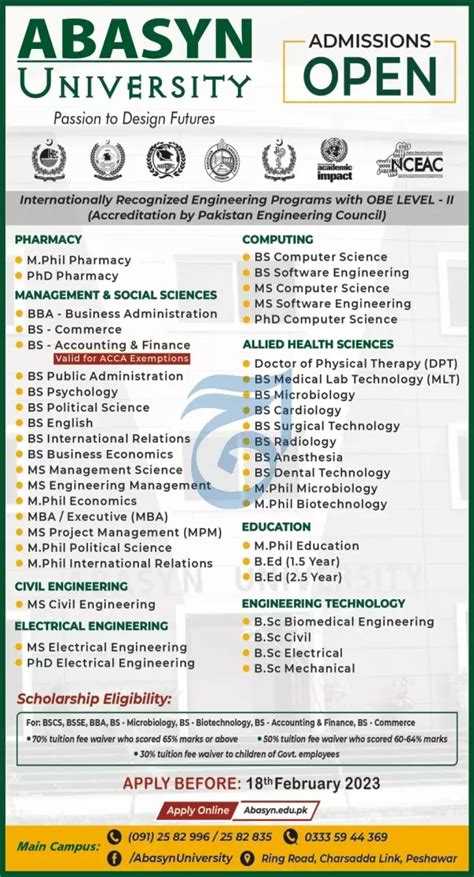 Abasyn University Peshawar Admissions 2023