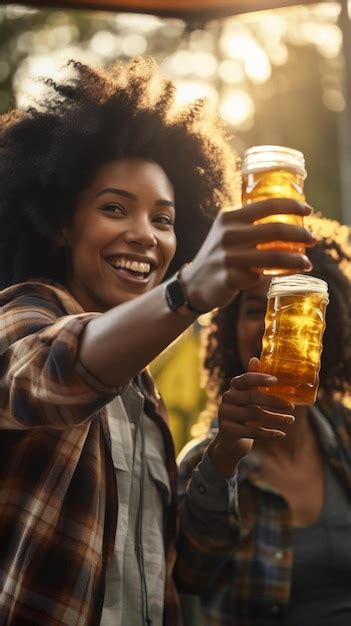 Premium Ai Image A Group Of Women Toasting With Beer Glasses