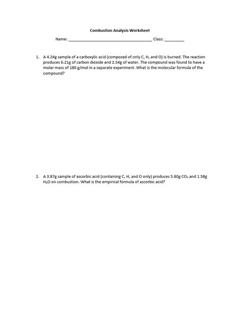 combustion-analysis-worksheet-1 | PDF