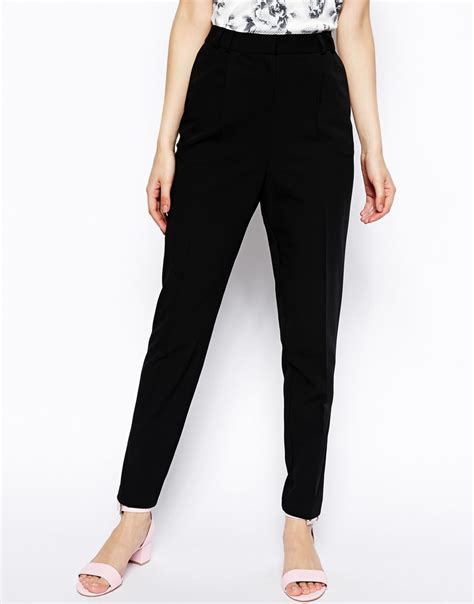 Lyst Asos Trousers In High Waist With Straight Leg In Black