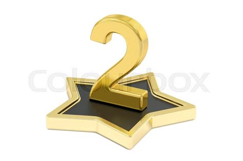 3D golden number 2 on star podium, 3D ... | Stock image | Colourbox