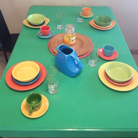 Green table | Green table, Beautiful dishes, Fiestaware