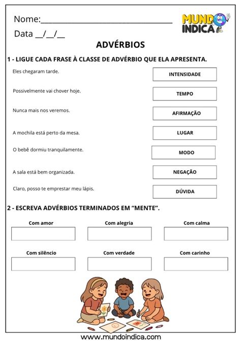 Questoes De Adverbio - Atividades de Português com Advérbios para Imprimir