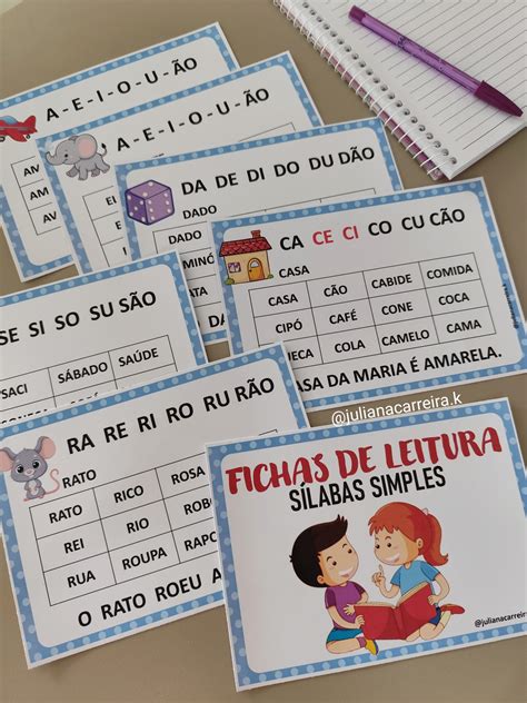 Fichas De Leitura Silabas Simples Coloridas - Fichas de Leitura – Sílabas Simples – Pedagogia aqui em casa – Juliana ...