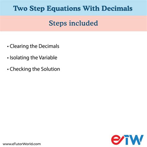 Two Step Equations with Decimals - eTutorWorld