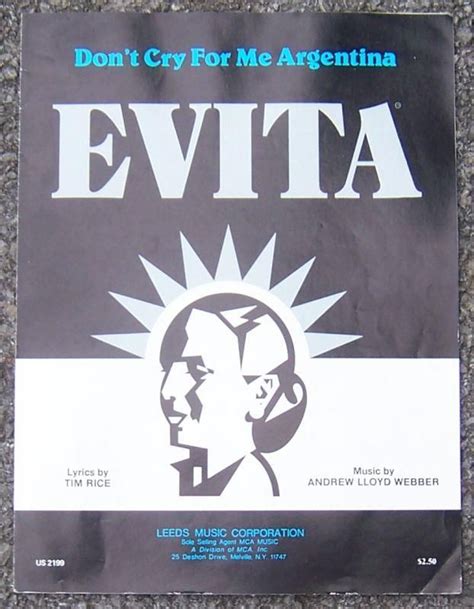 Dont Cry For Me Argentina From Evita Lyrics By Tim Rice And Music By